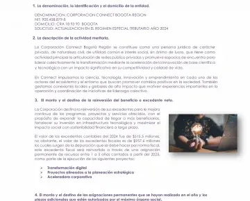 Actualización del regimen especial y registro web: corporación Connect Bogotá región 